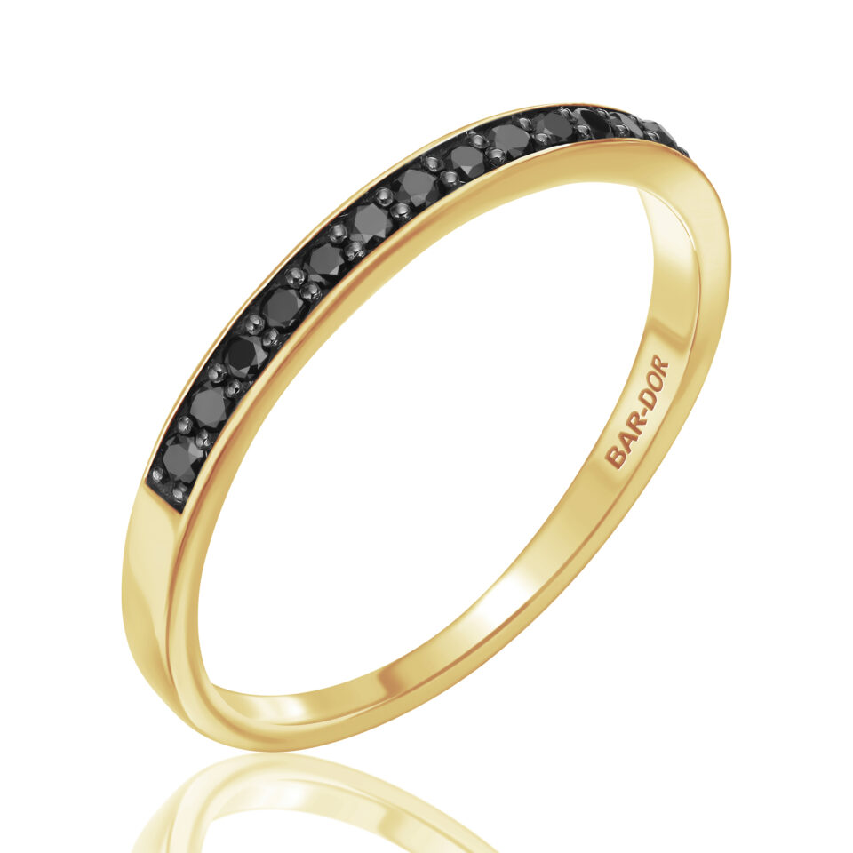 טבעת בר-דור יהלומים שחורים זהב צהוב