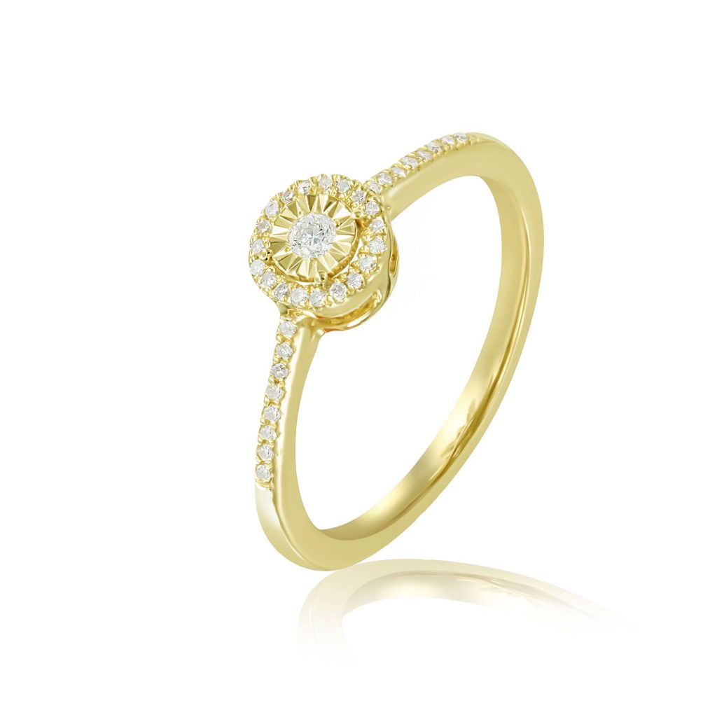 טבעת יהלומים - זהב צהוב 14 קראט תכשיטי בר דור הרצליה