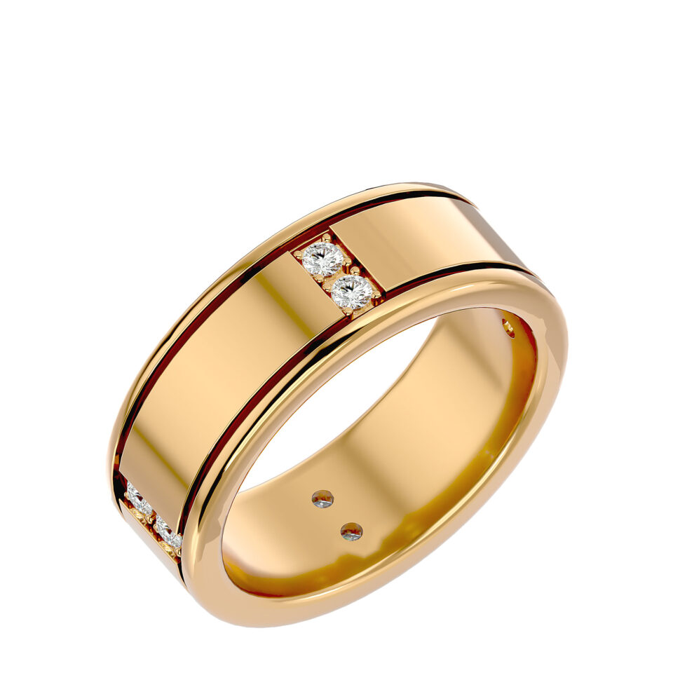 טבעת יהלומים לגבר - מריו. זהב צהוב 14 קראט