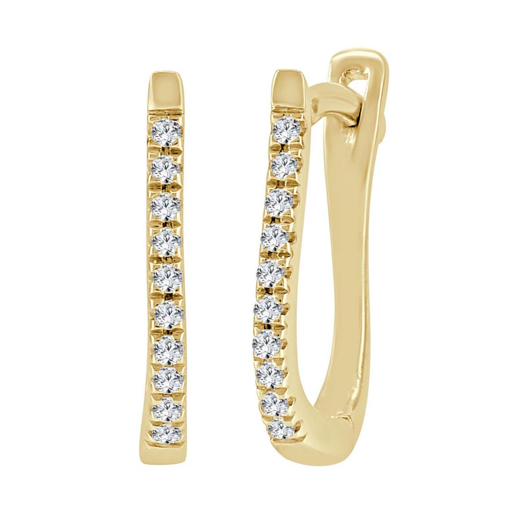 עגילי בננה יהלומים זהב צהוב 14 קראט