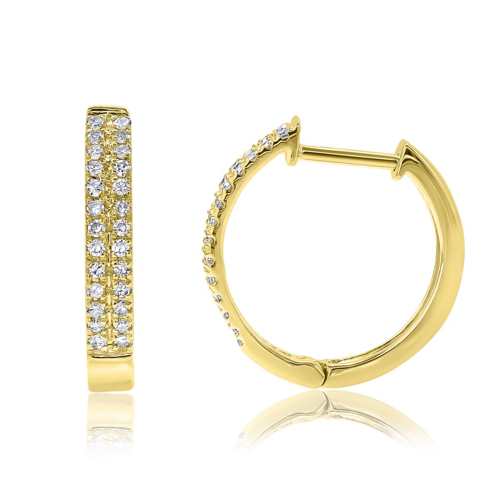 עגילי חישוק שתי שורות יהלומים