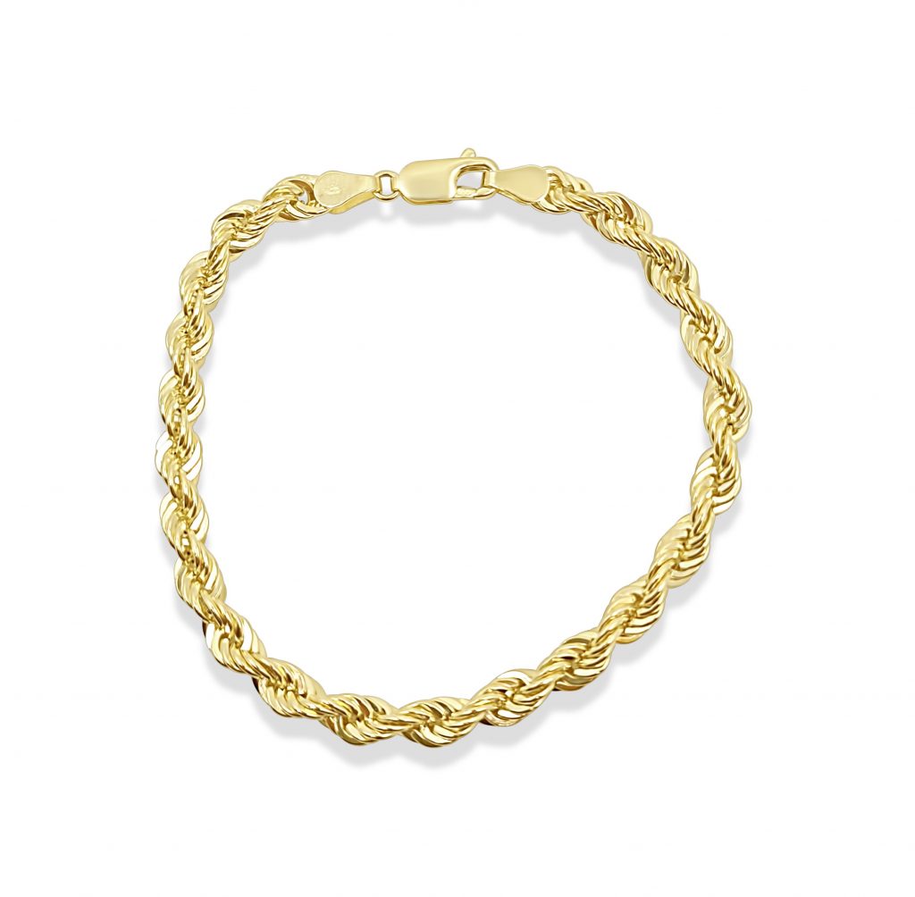 צמיד חבל עבה זהב 14 קראט