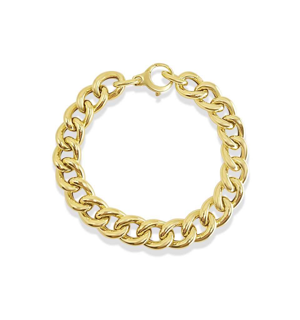 צמיד חוליות נפוחות זהב 14 קראט