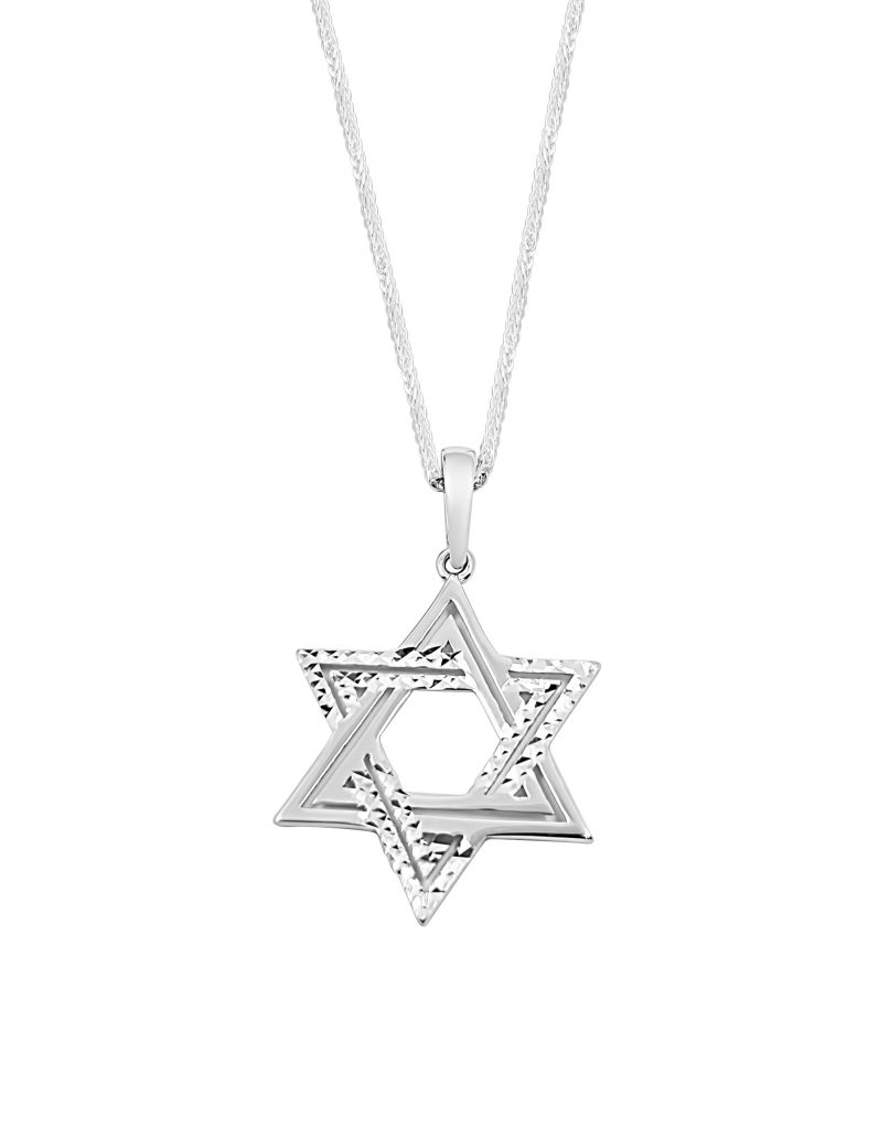 שרשרת זהב לבן מגן דוד לגבר