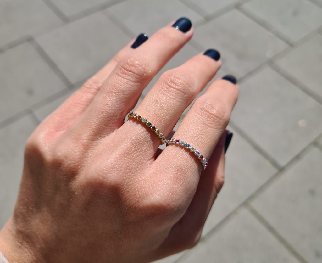 טבעות Rainbow צבעוניות אבני חן ויהלומים