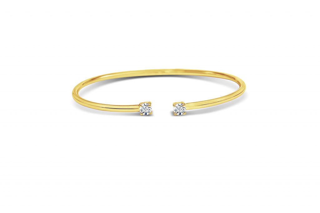 צמיד בנגל זהב צהוב 18 קראט ויהלומים