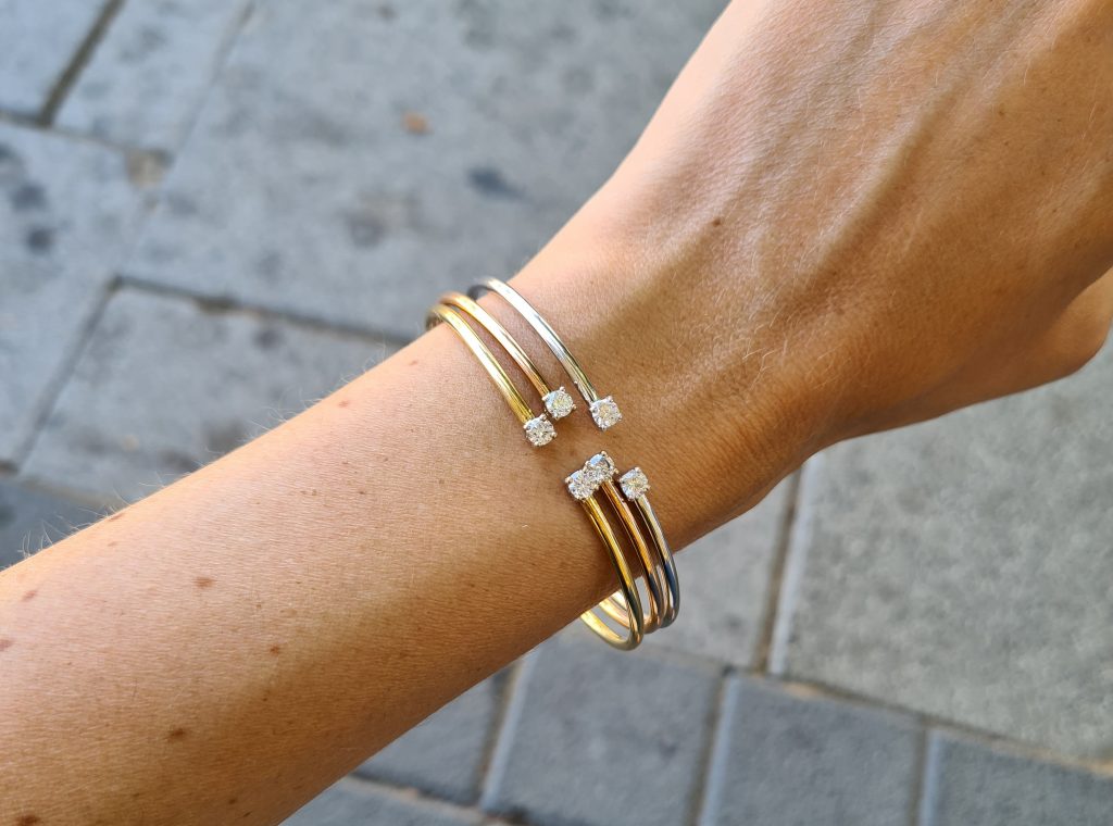 צמיד בנגל יהלומים - זהב 18 קראט