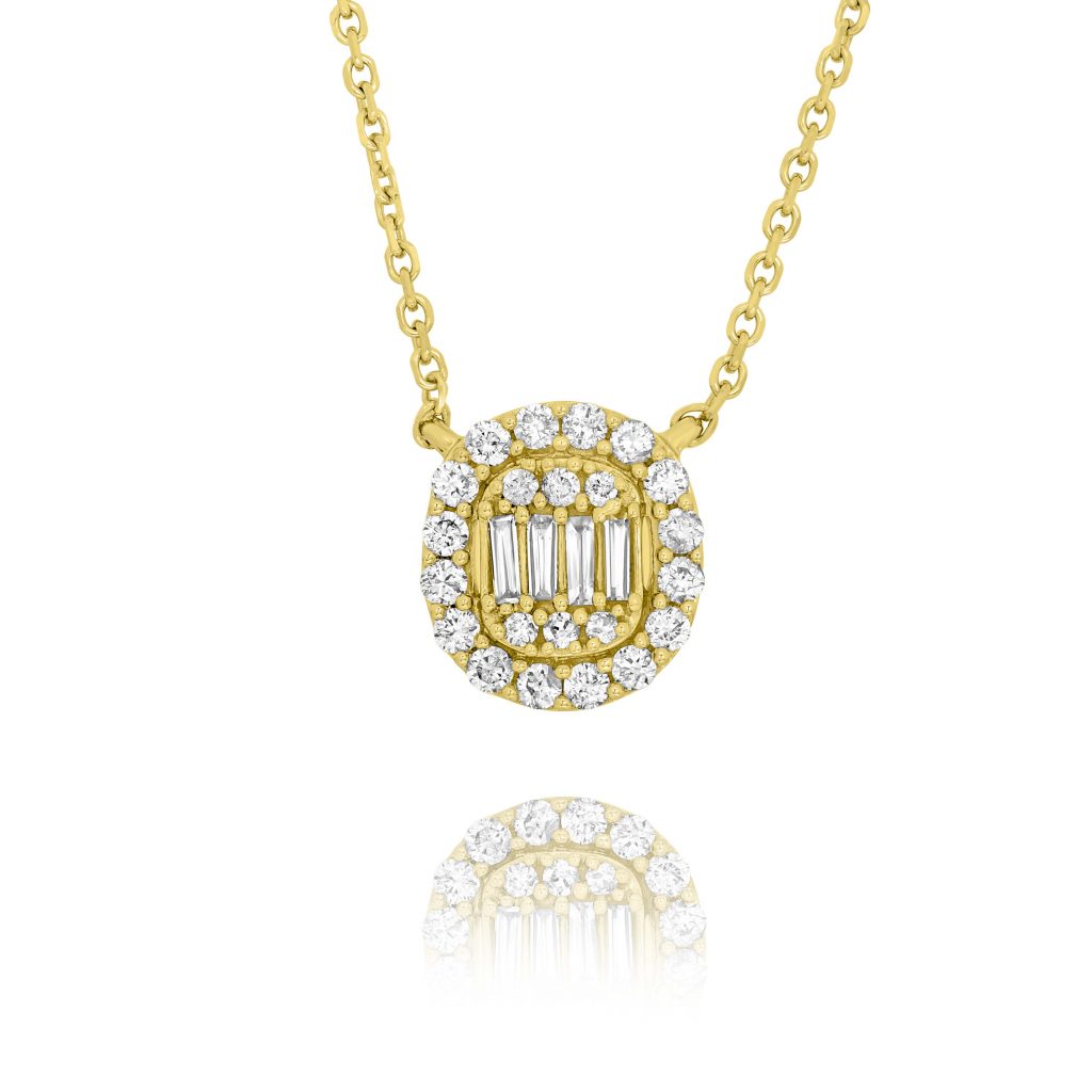 שרשרת יהלומים אליפסה זהב צהוב