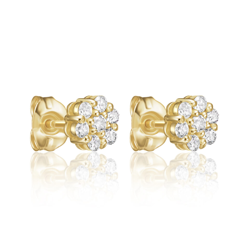 עגילי פרח "נורית" – זהב 14 קראט של פריחה נצחית