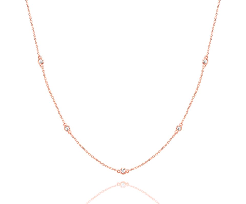 ‏‏שרשרת כוסות יהלומים זהב אדום 14 קראט - עותק