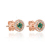 עגילים צמודים לאוזן משובצים אמרלד ויהלומים - זהב אדום (רוז גולד)