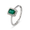 טבעת זהב לבן 18 קראט משובצת אמרלד ויהלומים. תכשיטי בר-דור