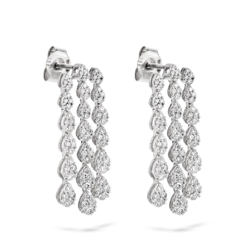 עגילים תלויים משובצים יהלומים - הילי. תכשיטי בר-דור