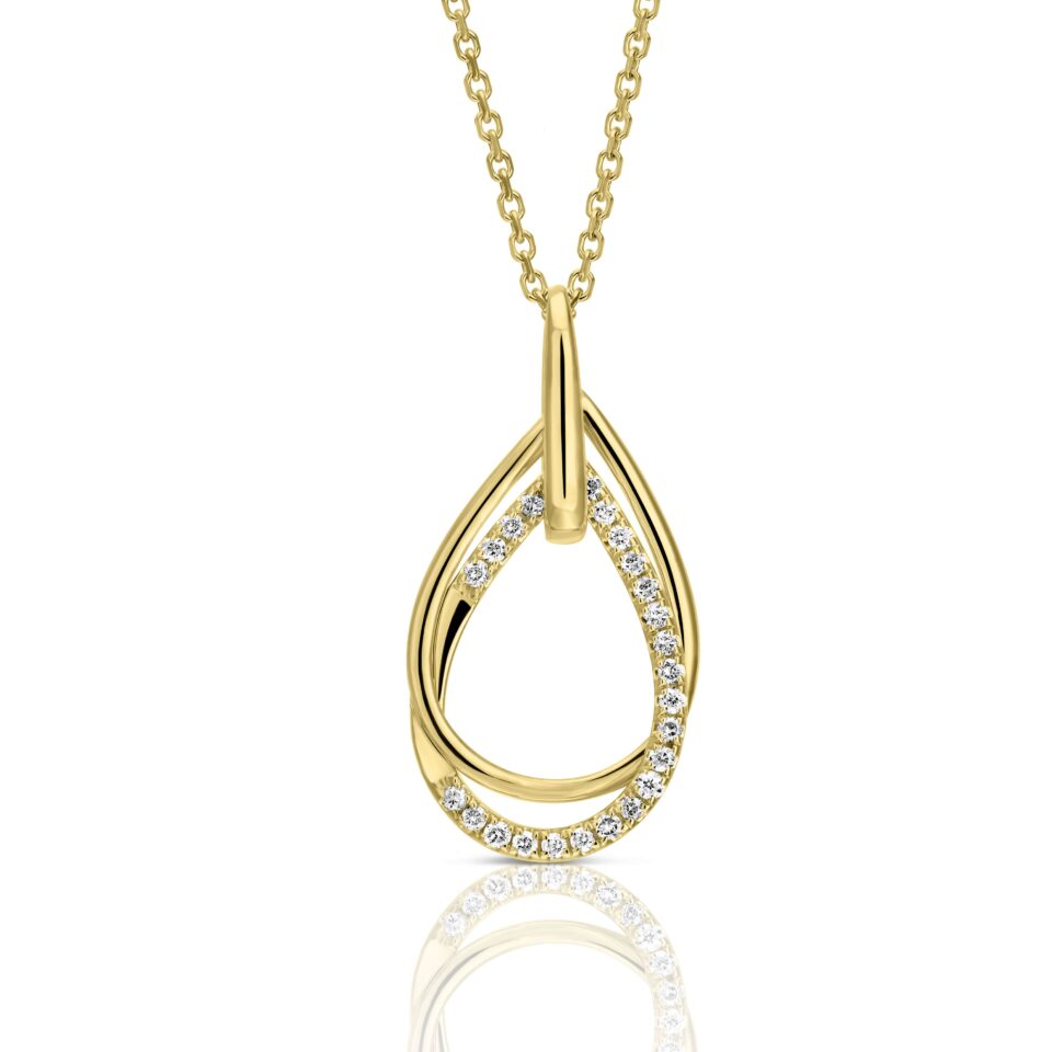 שרשרת יהלומים בצורת טיפה מדגם קרוליין זהב צהוב 14 קראט