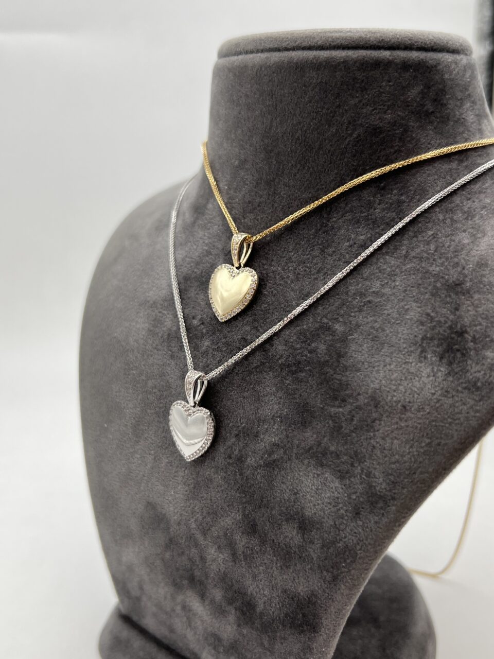 שרשרת לב וזרקונים מזהב 14 קראט אמיתי - זהב צהוב או לבן