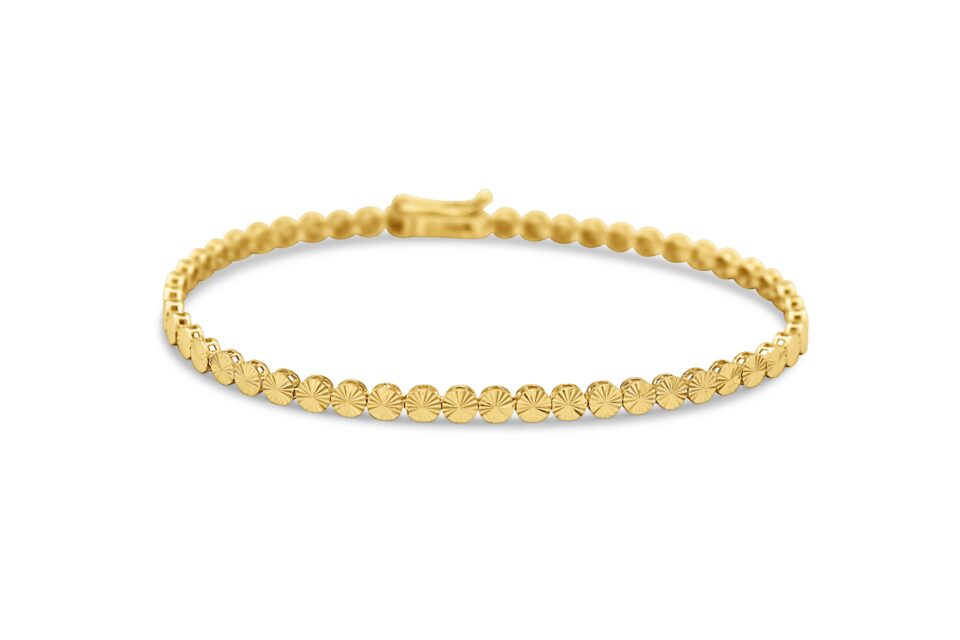 צמיד זהב לאישה - חריטות לייזר חוליות עגולות