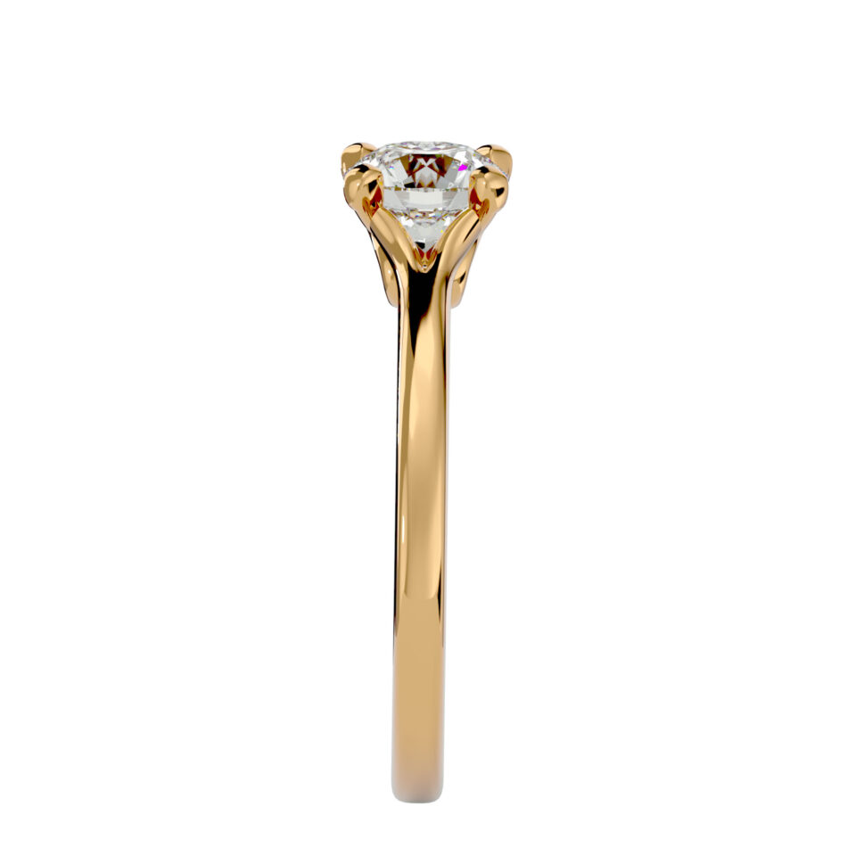 טבעת אירוסין סוליטר יהלום מעבדה זהב צהוב - מבט מהצד