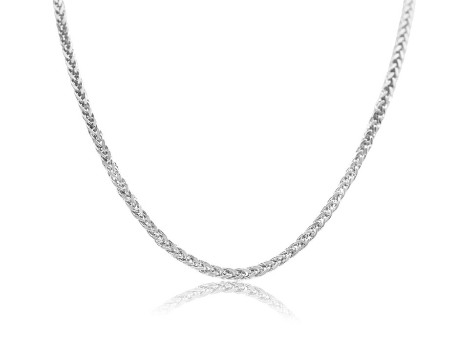 שרשרת ספיגה מזהב לבן 14 קראט עובי 2 ממ. תכשיטי בר-דור