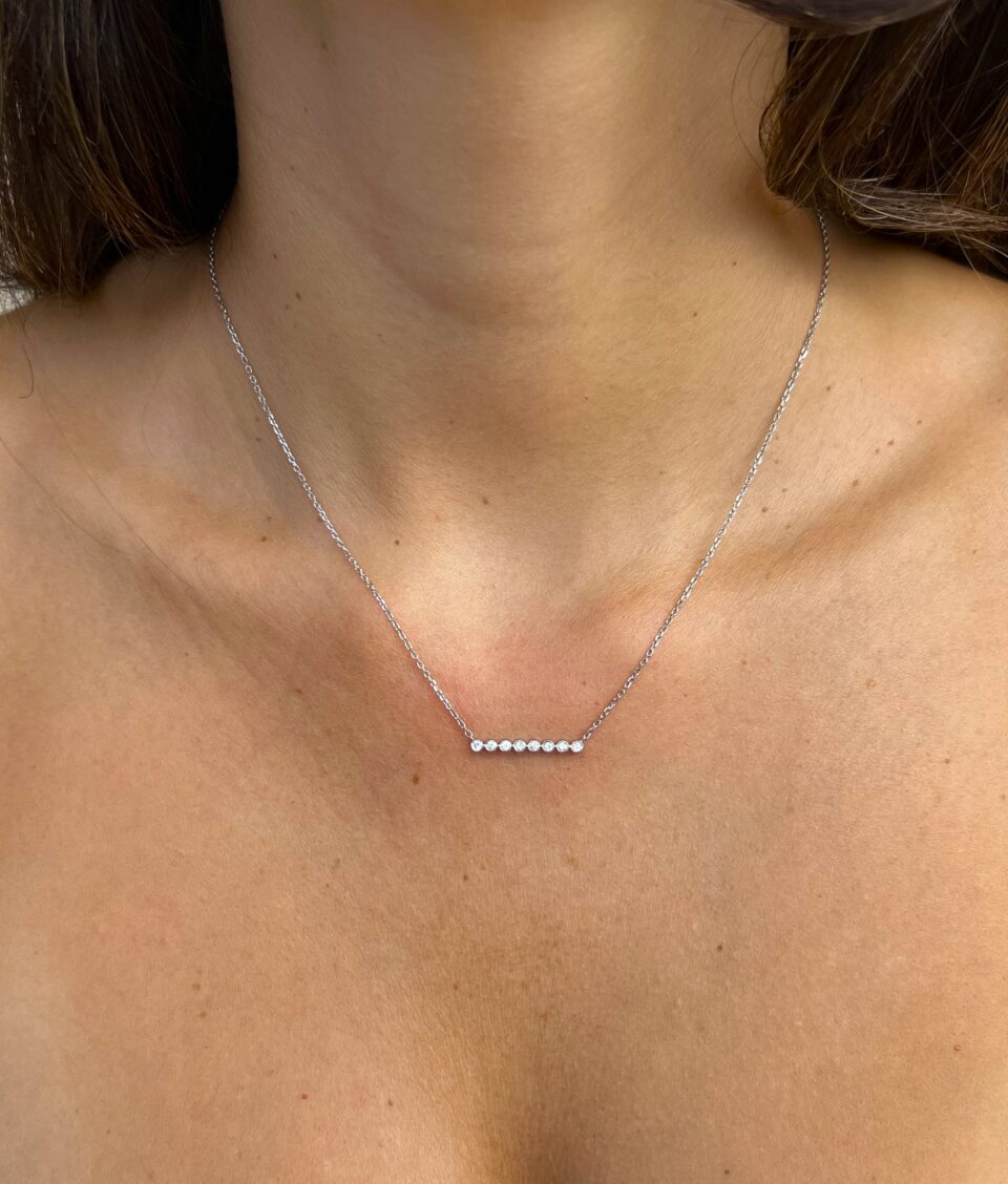 שרשרת שורה יהלומים - שיבוץ Bezel