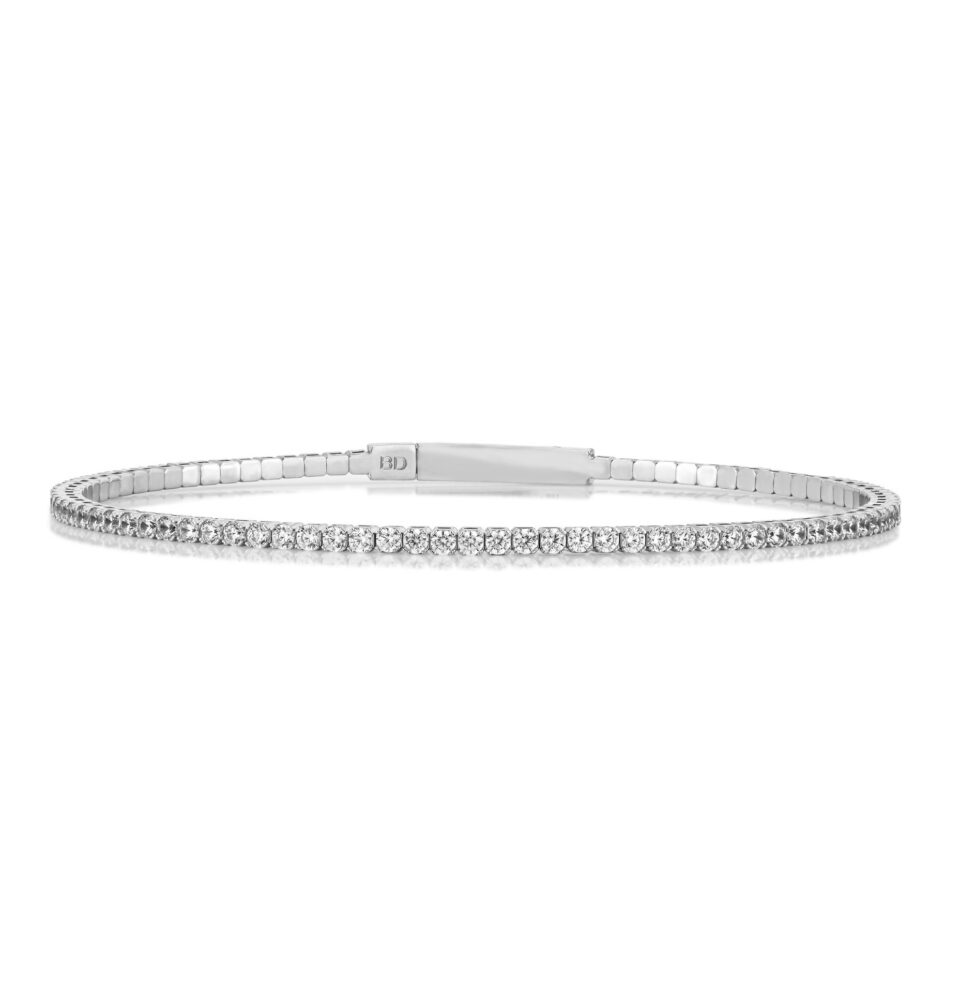 צמיד טניס Flexible - משובץ זרקונים. תכשיטי בר-דור. זהב לבן 14 קראט
