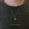 שרשרת מגן דוד מזהב לבן 14 קראט אמיתי משובצת זרקונים