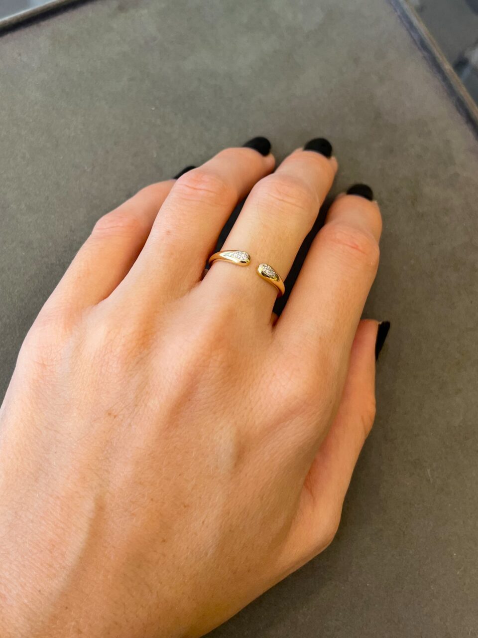 טבעת יהלומים פתוחה - הודיה זהב 14 קראט