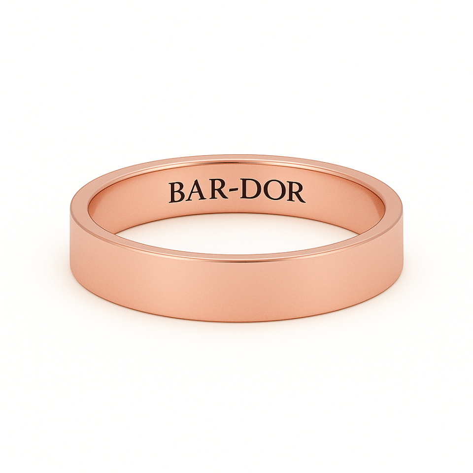 טבעת נישואין זהב ורוד 14 קראט - פרופיל שטוח. רוחב 5 ממ