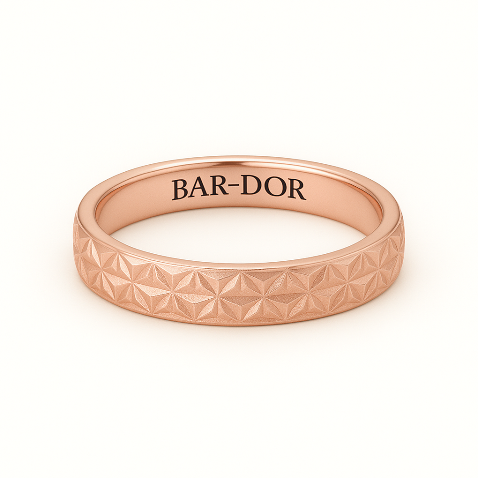 טבעת נישואין חריטות לייזר רוחב כ-2.5 ממ - זהב ורוד 14 קראט