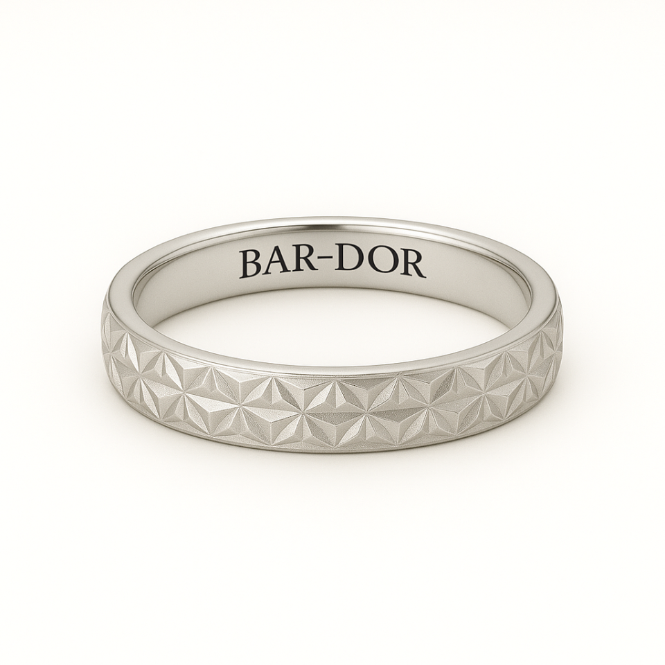 טבעת נישואין חריטות לייזר רוחב כ-2.5 ממ - זהב לבן 14 קראט