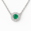 שרשרת אמרלד ויהלומים - זהב לבן 14 קראט