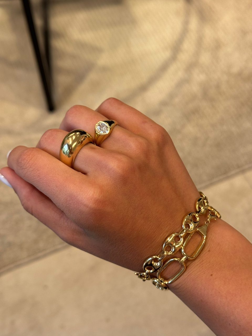 טבעת חותם אובל יהלום מעבדה