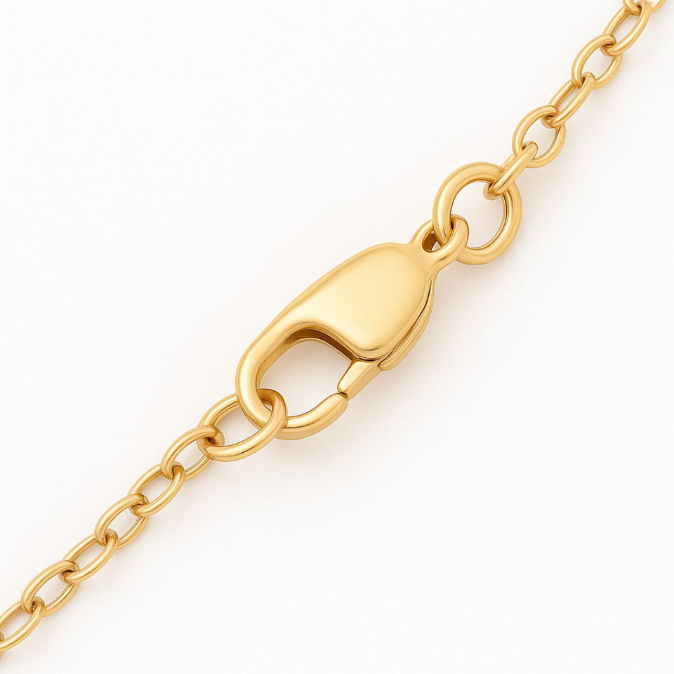 שרשרת סוליטר אובל 2 קראט יהלום מעבדה זהב צהוב 14 קראט - סוגר fish lock