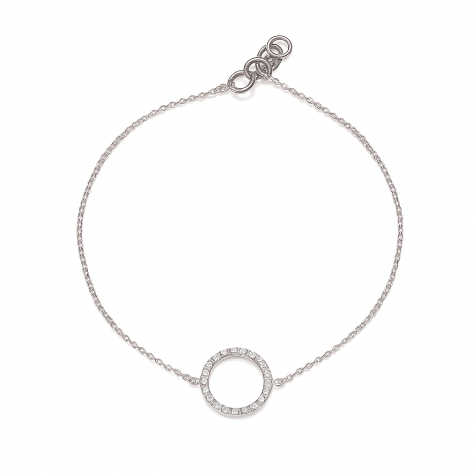 צמיד זהב יהלומים - Classic Round. זהב לבן 14 קראט. יהלומים טבעיים.