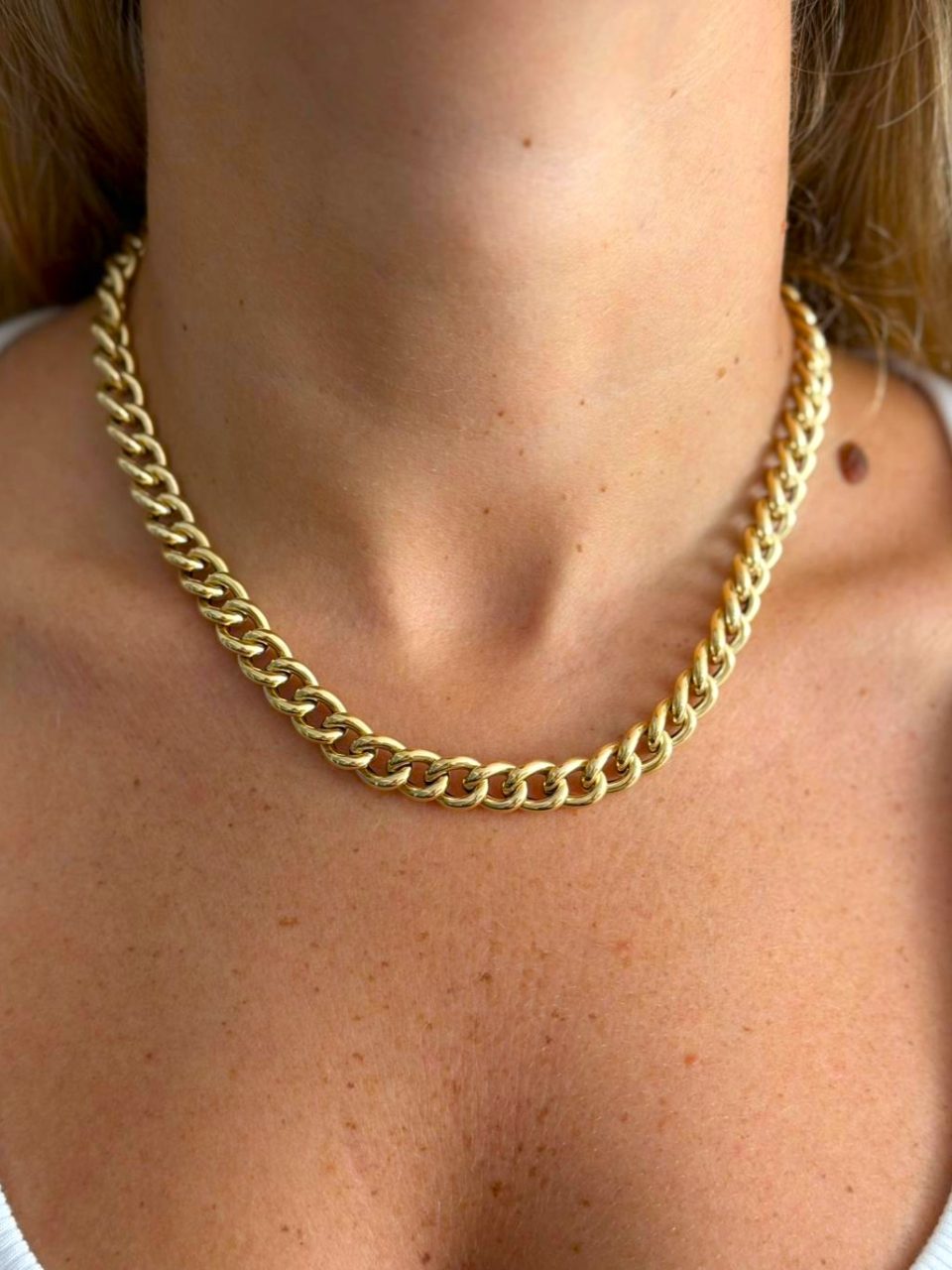 שרשרת חוליות עבה מזהב אמיתי לאישה