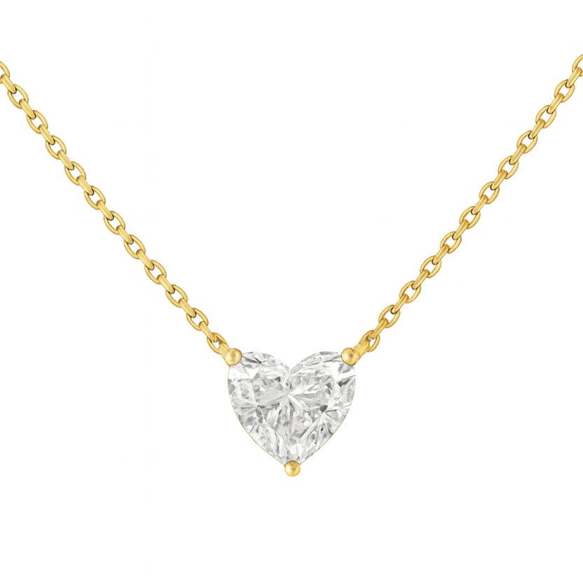 שרשרת לב 1.5 קראט זהב 14 קראט יהלום מעבדה