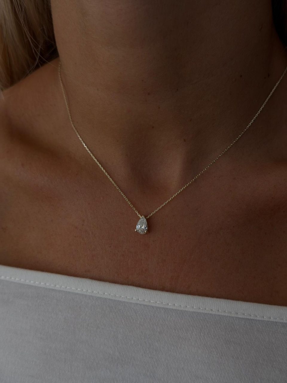 שרשרת טיפה יהלום מעבדה 1.5 קראט