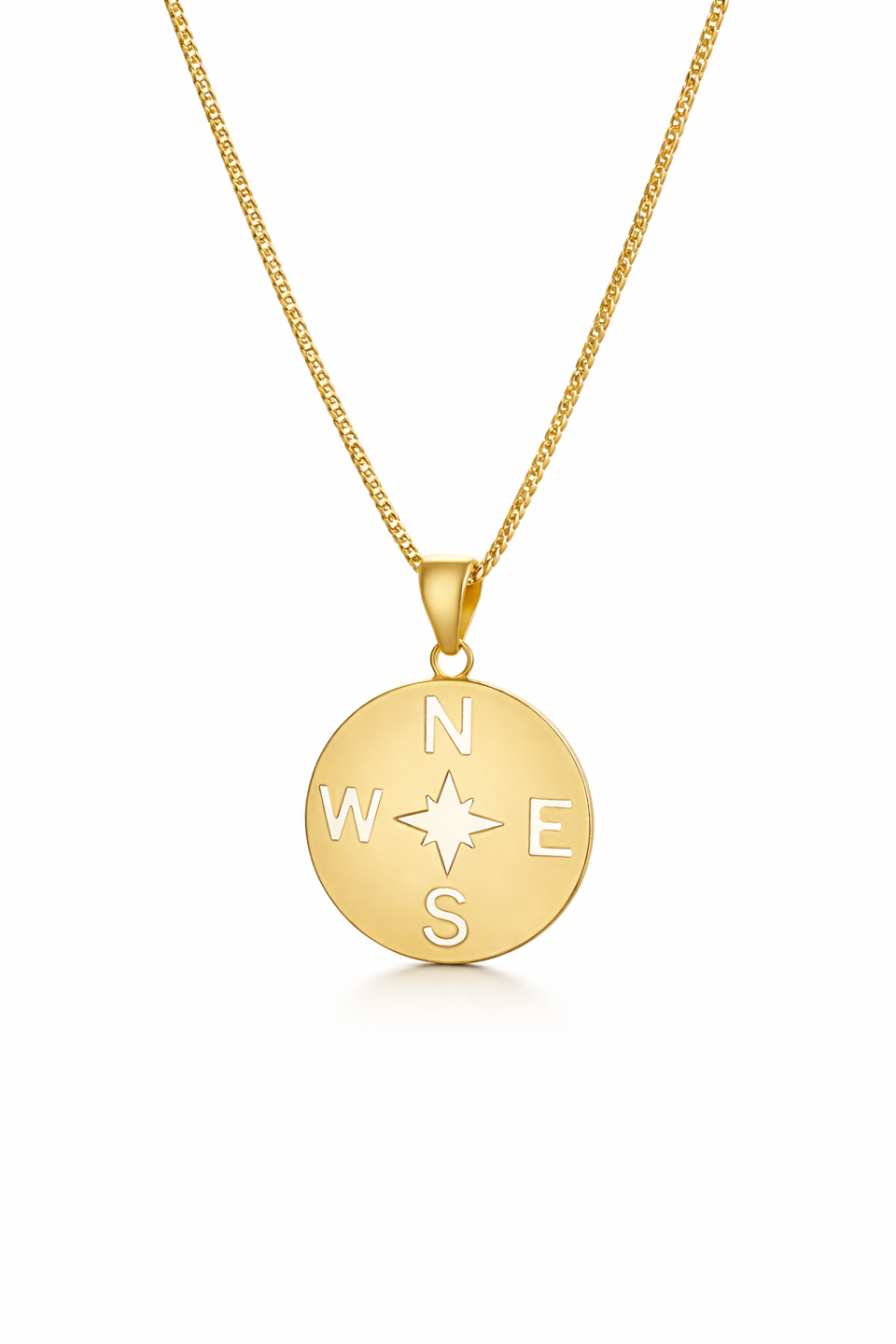 שרשרת מצפן מזהב 14 קראט אמיתי