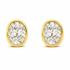 עגילים צמודים לאוזן בחיתוך Oval משובצים בטכניקת שיבוץ בזל (Bezel setting) זהב צהוב 14 קראט