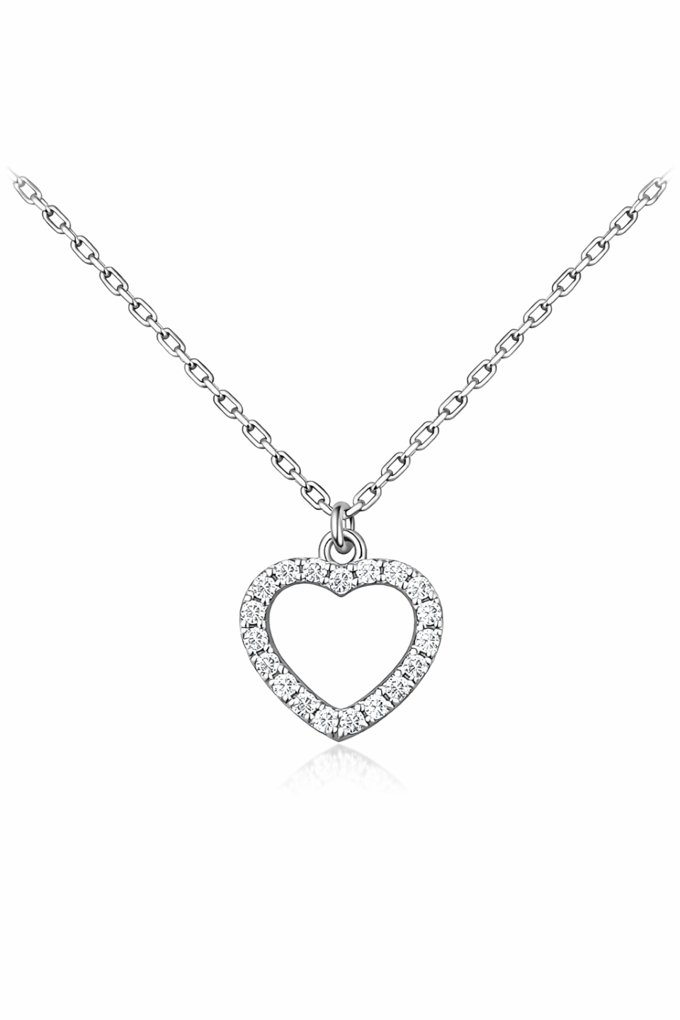 שרשרת ותליון לב יהלומים טבעיים זהב לבן 14 קראט