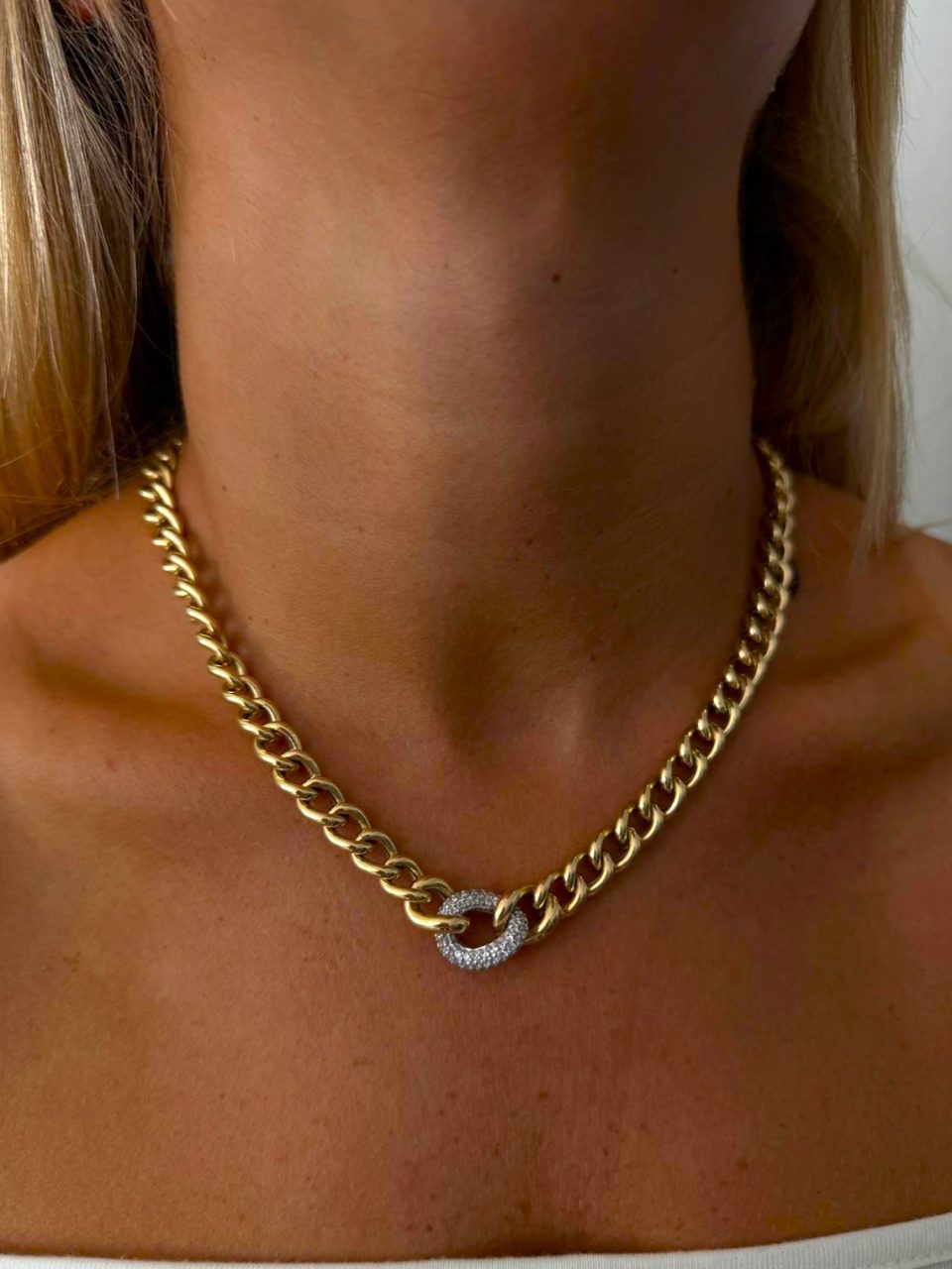 שרשרת חוליות עבה זהב 14 קראט