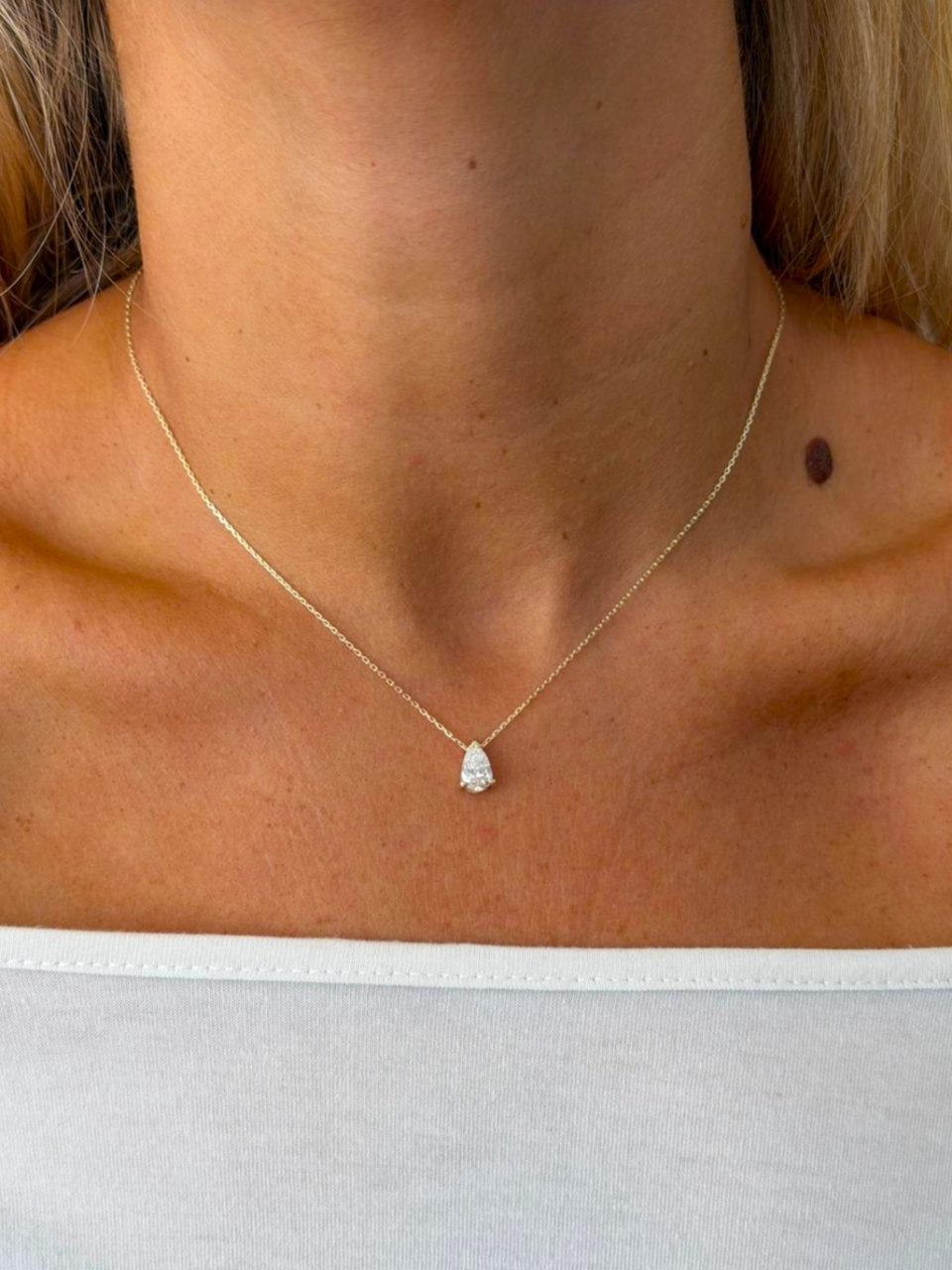 שרשרת יהלום מעבדה טיפה 1 קראט