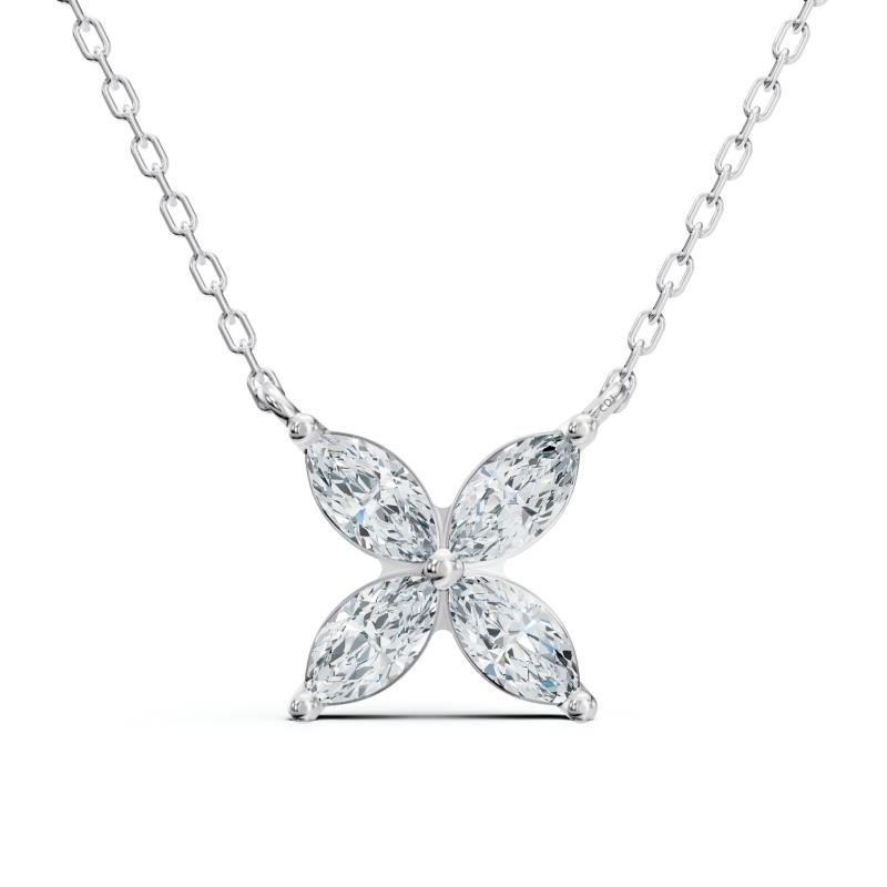 שרשרת יהלומי מעבדה מרקיזות מזהב לבן 14 קראט