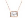 שרשרת סוליטר מזהב ורוד 14 קראט משובצת יהלום מעבדה בחיתוך Radiant 1 קראט