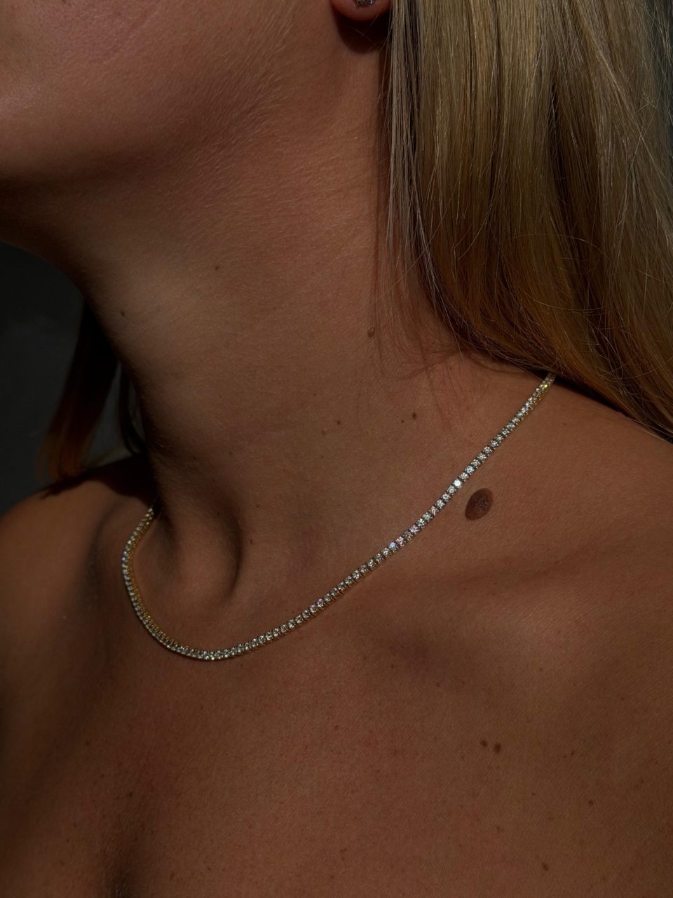 שרשרת קולייר טניס יהלומי מעבדה זהב 14 קראט