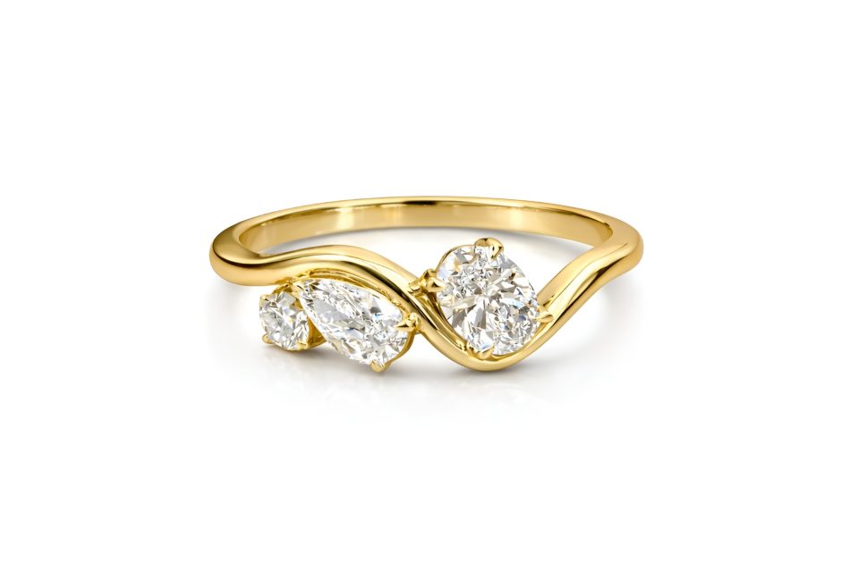 טבעת יהלומי מעבדה - "Trio-Cut"