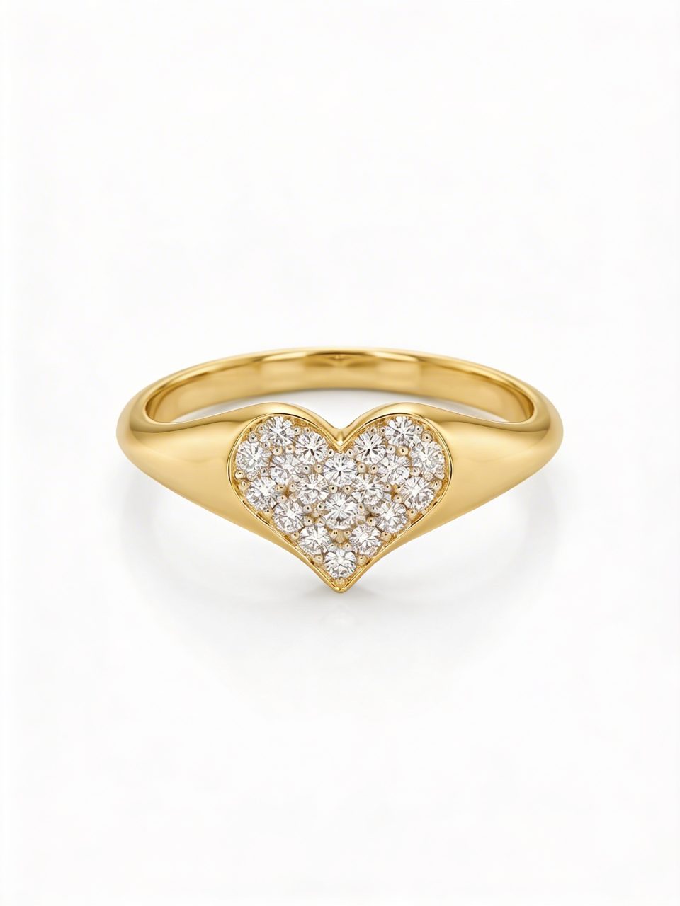 טבעת לב יהלומים טבעיים – זהב 14 קראט
