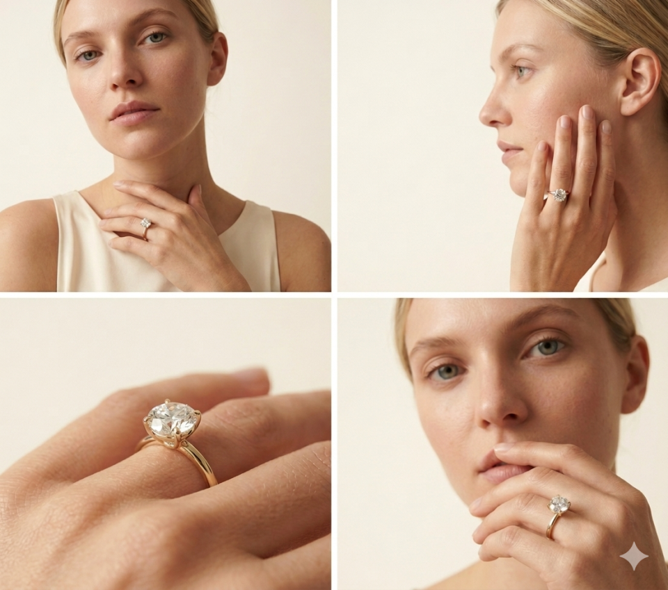 טבעת אירוסין סוליטר זהב 14 קראט זוויות שונות - תכשיטי בר-דור