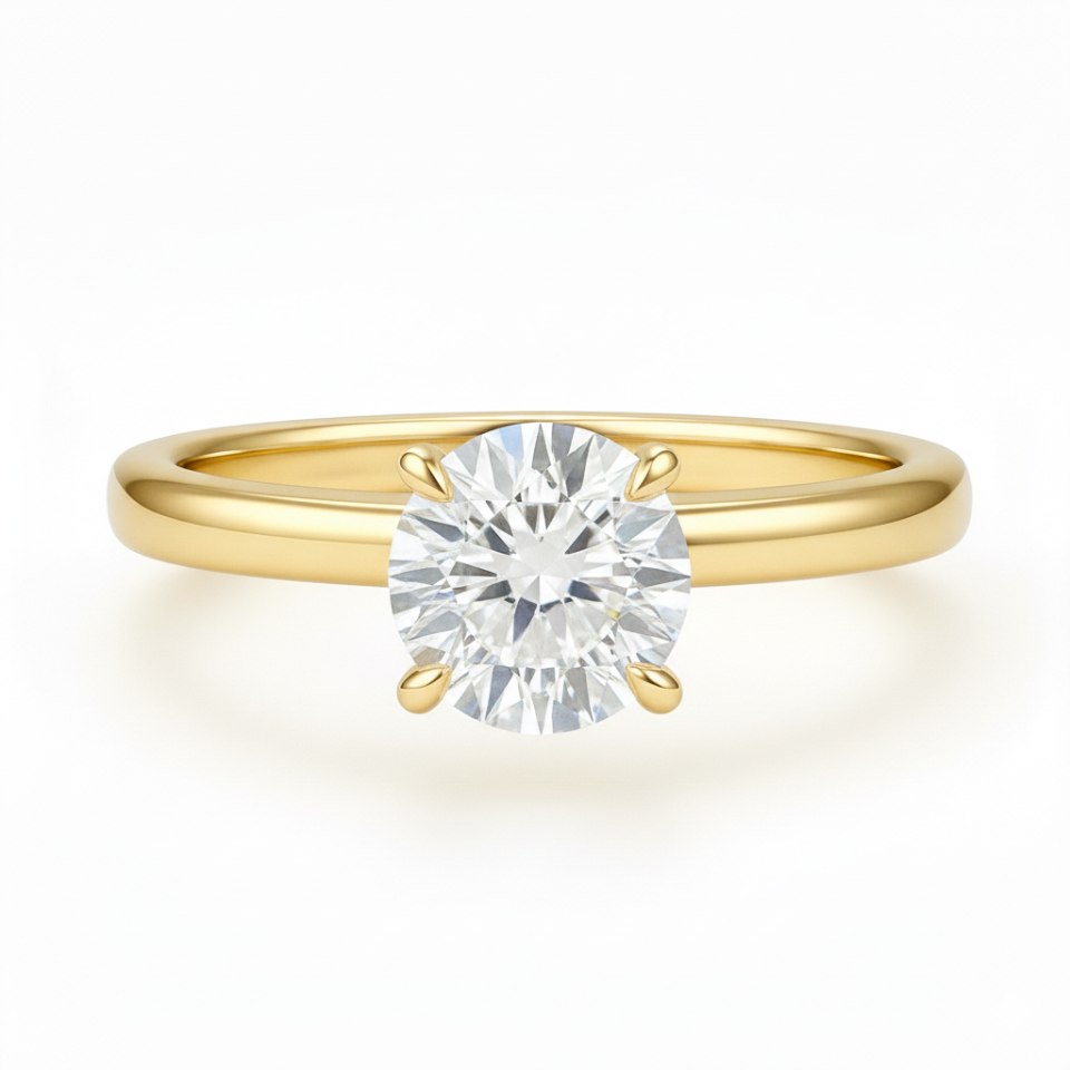 טבעת סוליטר יהלום מעבדה עגול חצי קראט – זהב 14K