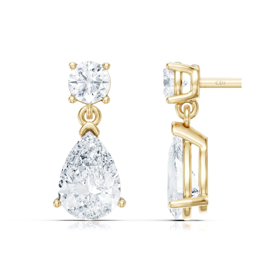 עגילי דרופ Drop יהלומי מעבדה