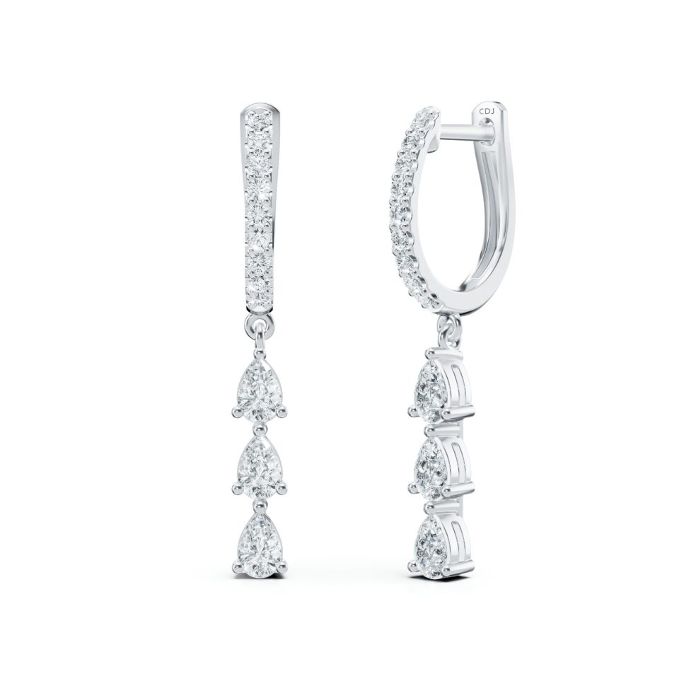 עגילים תלויים "טיפות הגשם" - יהלומי מעבדה